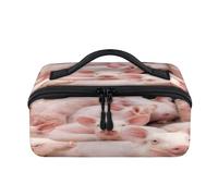 Petite trousse de maquillage de voyage en forme de cochon de ferme - Portable - Étanche - Ouverte et plate - Pour homme et femme