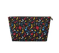 Petite trousse de maquillage de voyage - Notes de musique imprimées colorées en cuir pour homme et femme, pochettes de rangement pour sac à main avec fermeture éclair