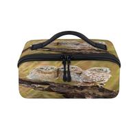 Petite trousse de maquillage de voyage portable en forme de chouette - Étanche - Ouverte et plate - Pour homme et femme