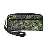 Petite trousse de maquillage de voyage pour femme Motif paon frais, Noir , Taille unique, Trousse de maquillage