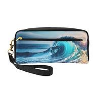 Petite trousse de maquillage de voyage pour femme Motif vague de mer, Noir , Taille unique, Trousse de maquillage