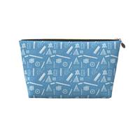 Petite trousse de maquillage de voyage - Trousse de toilette de voyage en cuir avec illustration mathématique bleue pour homme et femme, pochettes de rangement pour sac à main avec fermeture éclair