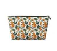 Petite trousse de maquillage de voyage - Trousse de toilette de voyage en cuir imprimé cochon d'Inde tropical pour homme et femme, pochettes de rangement pour sac à main avec fermeture éclair