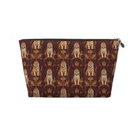 Petite trousse de maquillage de voyage - Trousse de toilette de voyage en cuir imprimé couronne de tigre doré pour homme et femme, pochettes de rangement pour sac à main avec fermeture éclair