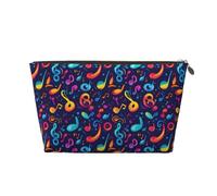 Petite trousse de maquillage de voyage - Trousse de toilette de voyage en cuir imprimé notes de musique colorées pour homme et femme, pochettes de rangement pour sac à main avec fermeture éclair