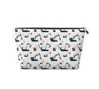 Petite trousse de maquillage de voyage - Trousse de toilette de voyage en cuir imprimé pelleteuse de dessin animé pour homme et femme, pochettes de rangement pour sac à main avec fermeture éclair