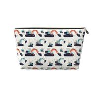 Petite trousse de maquillage de voyage - Trousse de toilette de voyage en cuir imprimé pelleteuse, pelle, camion pour homme et femme, pochettes de rangement pour sac à main avec fermeture éclair