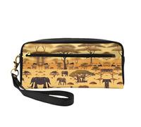Petite trousse de maquillage double face avec animaux de la prairie africaine