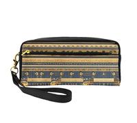 Petite trousse de maquillage égyptienne Pharaonique Fresques double face Pochette en cuir PU