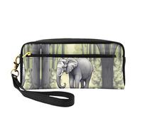 Petite trousse de maquillage éléphant marchant double face Pochette en cuir PU