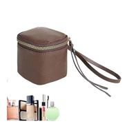 Petite trousse de maquillage en cuir, 10 x 7 x 9 cm, design carré vintage, fermeture éclair, organiseur pour rouge à lèvres, rangement de pièces de monnaie, articles de toilette, utilisation en voyage
