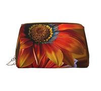 Petite trousse de maquillage en cuir avec fermeture éclair pour femme Motif tournesol et maison, Tournesol rouge, Taille unique
