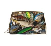 Petite trousse de maquillage en cuir avec fermeture éclair pour femme Motif vélo de terrain Lavande, Appâts de pêche, Taille unique