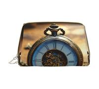 Petite trousse de maquillage en cuir imprimé couronne d'épines pour femme, pochette de maquillage pour sac à main, Horloge à engrenages Bronze Century2, One Size