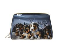 Petite trousse de maquillage en cuir imprimé crème glacée pour femme, pochette de maquillage pour sac à main, Chiots Husky Chiens, One Size