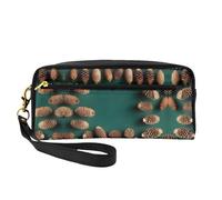 Petite trousse de maquillage en cuir imprimé pomme de pin - Trousse de toilette de voyage pour femme, pochette cosmétique réutilisable avec fermeture éclair