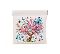 Petite trousse de maquillage en cuir synthétique avec peinture diamant, pochette sans fermeture éclair pour sac à main, mini organisateur pour cosmétiques, pièces de monnaie, voyage, 11,4 x 12,9 cm