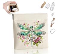Petite trousse de maquillage en cuir synthétique avec peinture diamant, pochette sans fermeture éclair pour sac à main, mini organisateur pour cosmétiques, pièces de monnaie, voyage, 11,4 x 12,9 cm