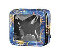 Petite trousse de maquillage en cuir transparent pour nouveau-nés, lapin, ours, bonbons, beignet, lait mousseux, petite trousse de maquillage pour soins de la peau pour femmes et filles, 4 juillet