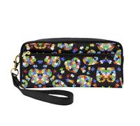Petite trousse de maquillage en forme de cœur pour la sensibilisation à l'autisme, trousse de maquillage de voyage, trousse de maquillage pour femme, trousse de maquillage durable avec fermeture
