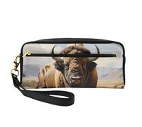 Petite trousse de maquillage en forme de troupeau de bison d'Amérique du Nord. Élégante trousse de maquillage portable imprimée à double face, sac de rangement multifonction pour femme