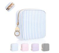 Petite Trousse de Maquillage Femme Petit Pochette Maquillage pour Rangement à Cosmétiques Mini Trousse de Toilette Fille Kit Voyage Essentiels Produit Cadeau Amie Anniversaire 12,5*5*12,5cm(03-Bleu)