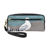 Petite trousse de maquillage mignonne mouette, trousse à crayons double face, pochette en cuir PU