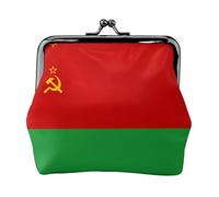 Petite trousse de maquillage motif drapeau de la Biélorussie pour sac à main, sac de rangement pour cartes bancaires, sac de rangement rétro compact multifonctionnel, noir, One Size, Art déco