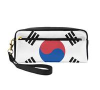 Petite trousse de maquillage motif drapeau de la République de Corée, trousse à crayons double face, pochette en cuir PU