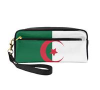 Petite trousse de maquillage motif drapeau de l'Algérie. Élégante trousse de maquillage portable imprimée double face, sac de rangement multifonction pour femme