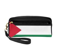 Petite trousse de maquillage motif drapeau de l'État de Palestine, trousse à crayons double face, pochette en cuir PU