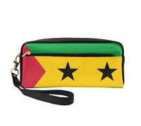 Petite trousse de maquillage motif drapeau de Sao Tomé et Principe - Double face - Pochette en cuir PU