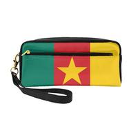 Petite trousse de maquillage motif drapeau du Cameroun - Élégante trousse de maquillage portable imprimée double face - Sac de rangement multifonction pour femme