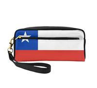 Petite trousse de maquillage motif drapeau du Chili - Double face - Pochette en cuir PU