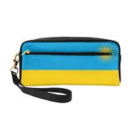 Petite trousse de maquillage motif drapeau du Rwanda. Élégante trousse de maquillage portable imprimée double face, sac de rangement multifonction pour femme