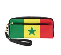 Petite trousse de maquillage motif drapeau du Sénégal. Élégante trousse de maquillage portable imprimée double face, sac de rangement multifonction pour femme