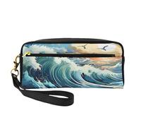Petite trousse de maquillage motif voilier et mouette. Élégante trousse de maquillage portable imprimée double face, sac de rangement multifonction pour femme