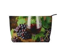 Petite trousse de maquillage multifonction en velours côtelé avec fermeture éclair en métal pour femmes et filles, Art Red Wine Galsses & Raisins, One Size, Classique