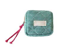 Petite trousse de maquillage - Petite trousse pour écouteurs - Trousse de maquillage portable pour femme - Porte-monnaie carré à carreaux, Vert, Refer to description, Unisexe