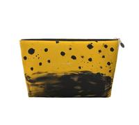 Petite trousse de maquillage portable avec fermeture éclair dorée jaune moutarde et noire pour femmes et filles, doré, One Size, Classique