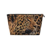 Petite trousse de maquillage portable avec fermeture éclair dorée pour femmes et filles Motif léopard sauvage, doré, One Size, Classique