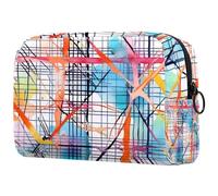 Petite trousse de maquillage portable avec fermeture éclair pour femmes et filles - Motif forêt de caribou, Multicolore 02, 18.5x7.5x13cm/7.3x3x5.1in