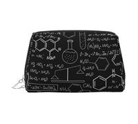 Petite trousse de maquillage portable en cuir avec illustration abstraite et chimie imprimée en 3D pour femme, fermeture éclair dorée, Argenté., One Size, Trousse de maquillage