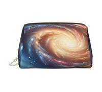 Petite trousse de maquillage portable en cuir avec impression d'énergie cosmique en spirale pour femme, fermeture éclair dorée, doré, One Size, Trousse de maquillage