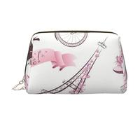 Petite trousse de maquillage portable en cuir avec imprimé Eiffel et papillon de Paris romantique pour femme, fermeture éclair dorée, doré, One Size, Trousse de maquillage