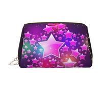 Petite trousse de maquillage portable en cuir avec imprimé étoiles colorées pour femme, fermeture éclair dorée, doré, One Size, Trousse de maquillage