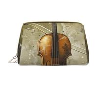 Petite trousse de maquillage portable en cuir avec imprimé papillon et violoncelle - Trousse de voyage à fermeture éclair pour femme, blanc, Taille unique, Trousse de maquillage