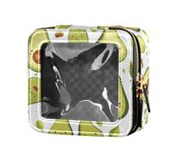 Petite trousse de maquillage portable en cuir avec texture pailletée verte pour femme, Avocat drôle, 1 Size