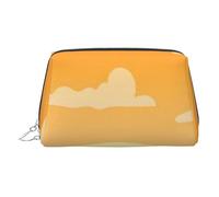 Petite trousse de maquillage portable en cuir imprimé éléphant et girafe dans le coucher du soleil pour femme, fermeture éclair dorée, Argenté., One Size, Trousse de maquillage