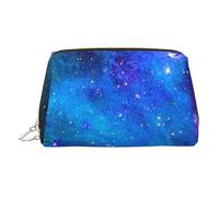 Petite trousse de maquillage portable en cuir imprimé galaxie pour femme, fermeture éclair dorée, doré, One Size, Trousse de maquillage